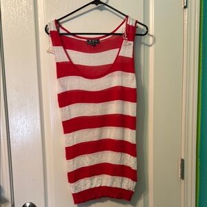 POL Red and White Striped Tank Top